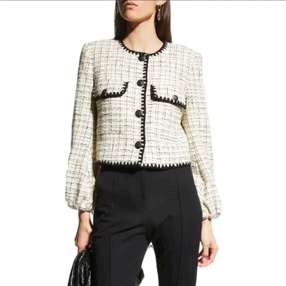 Veronica Beard Brim Tweed Jacket Black/White 4